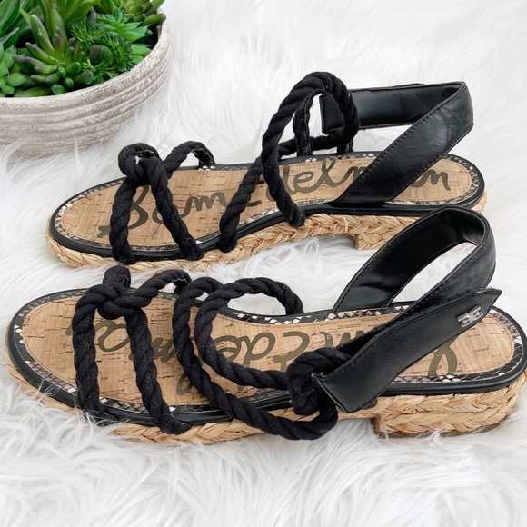 Sam Edelman Black Cristan Rope Espadrilles Sandals Size 9 - Picture 7 of 11